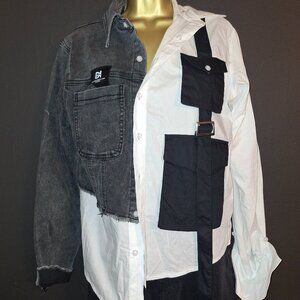 White and black denim.top